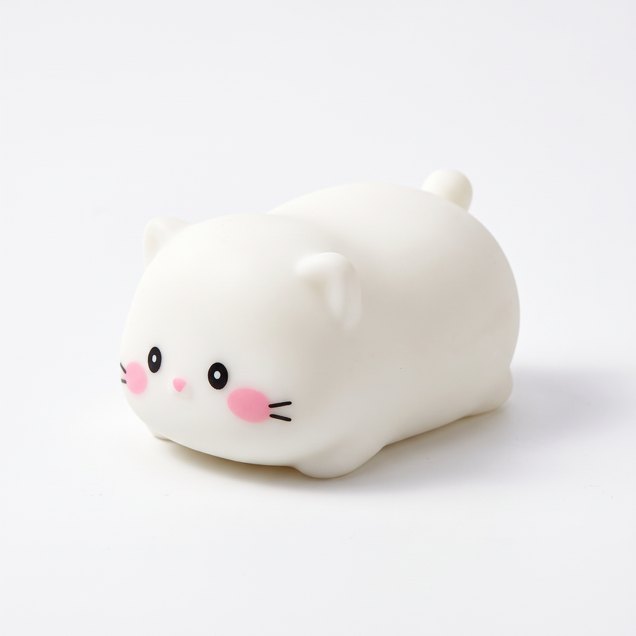 White cat squishy design with pink cheeks